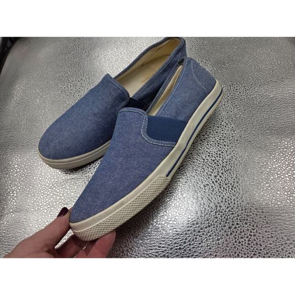 Lauren Ralph Lauren Jinny Canvas Slip-On Sneakers Denim Blue 9B Shoes - Picture 4 of 11